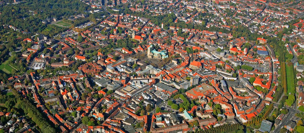 Luftbild des Stadzentrums von Münster.