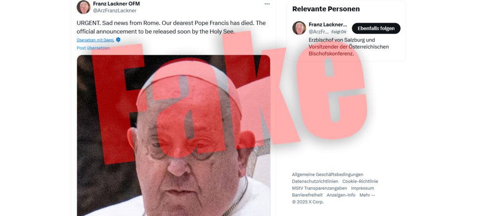 Falsche Todesmeldung zu Papst Franziskus auf "X"