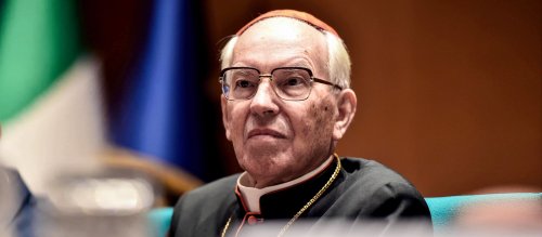 Cardinal Giovanni Battista Re at the Vatican on 16 July 2014.