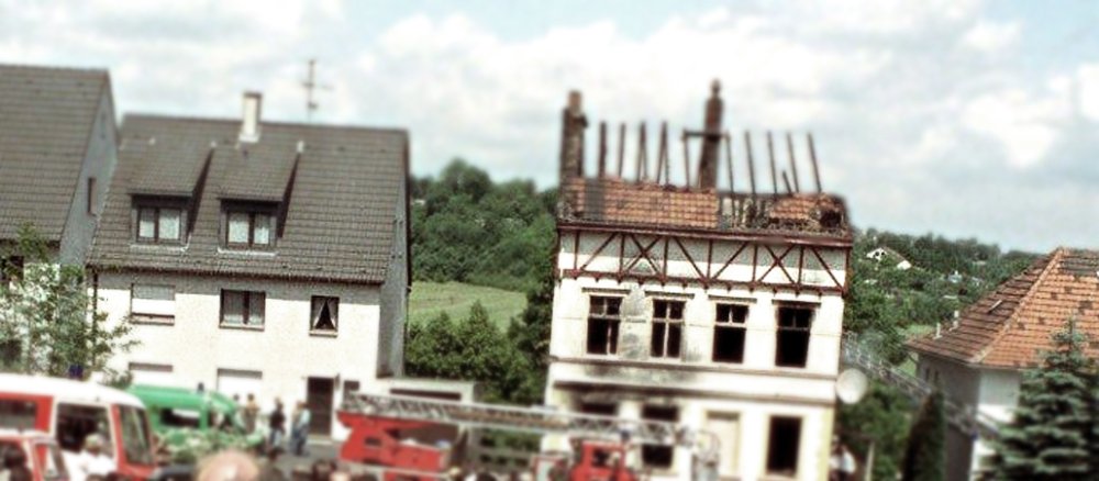 Das am 29. Mai 1993 ausgebrannte Wohnhaus der Familie Genc in Solingen.