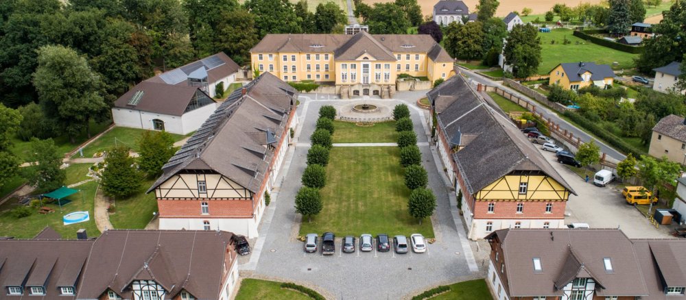 Luftaufnahme des Bildungsguts Schmochtitz
