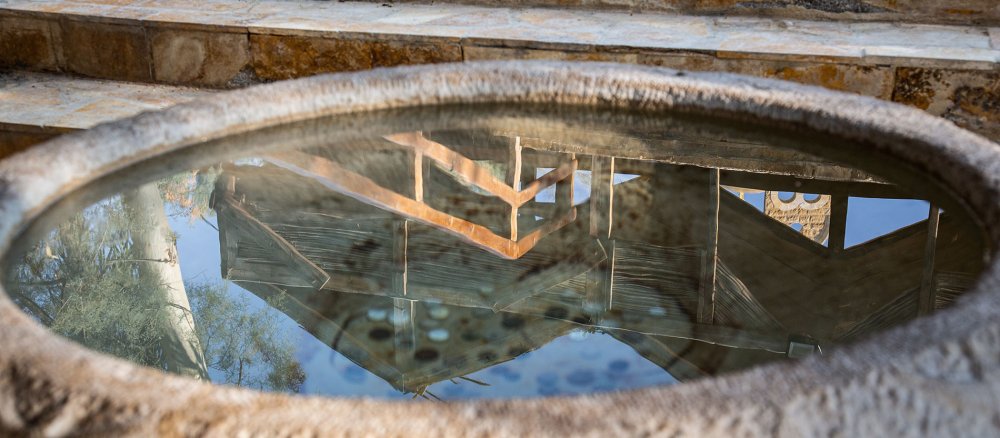 Taufbecken mit gefiltertem Jordanwasser auf dem Gelände der Taufstelle in Al-Maghtas