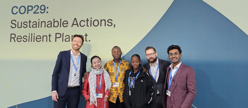 V.l.n.r.: Roman Sieler (KjG, Deutschland), Genevie Gabriel (Chiro, Philippinen), Antonio Yayrator Korkuvi (CYO, Ghana), Matlhogonolo Phydelia Maramba (Chiro, Botswana), Fidelis Stehle (FIMCAP Europa, KjG), Prince David (ICYM, Indien).