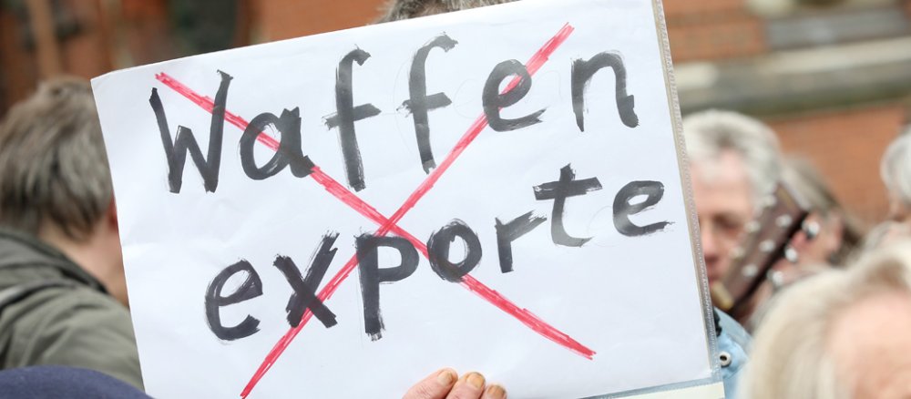Protest gegen Waffenexporte.