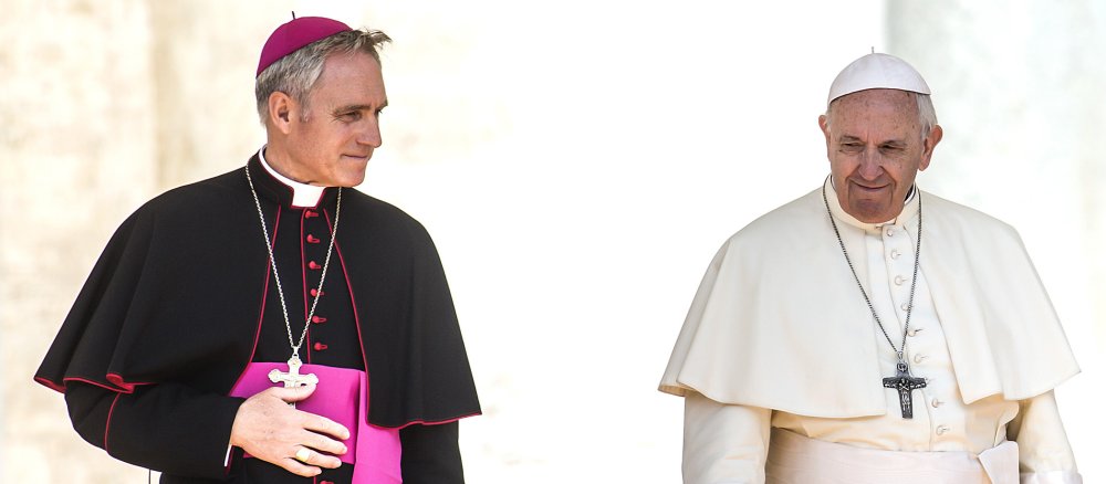 Archbishop Georg Gänswein and Pope Francis at the Vatican in 2018.