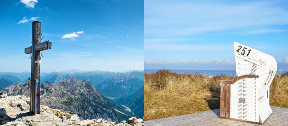 Gipfelkreuz und Strandkorb