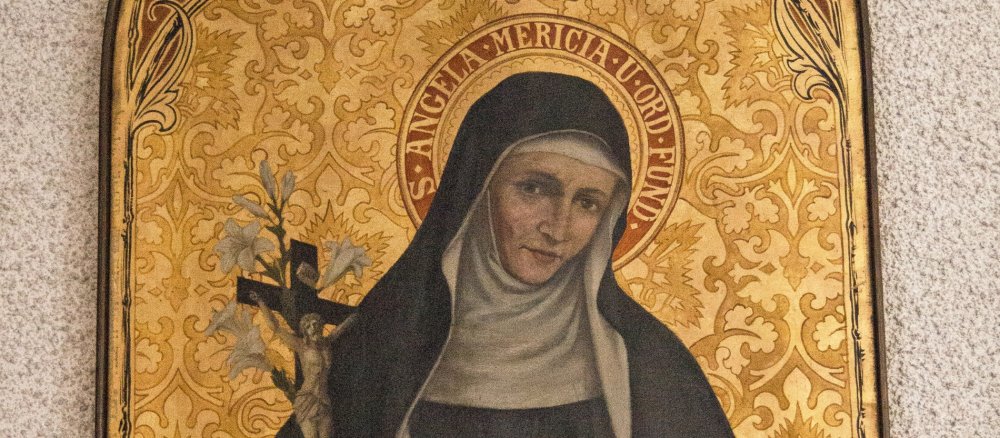 A painting of St Angela Merici, founder of the Ursuline Order