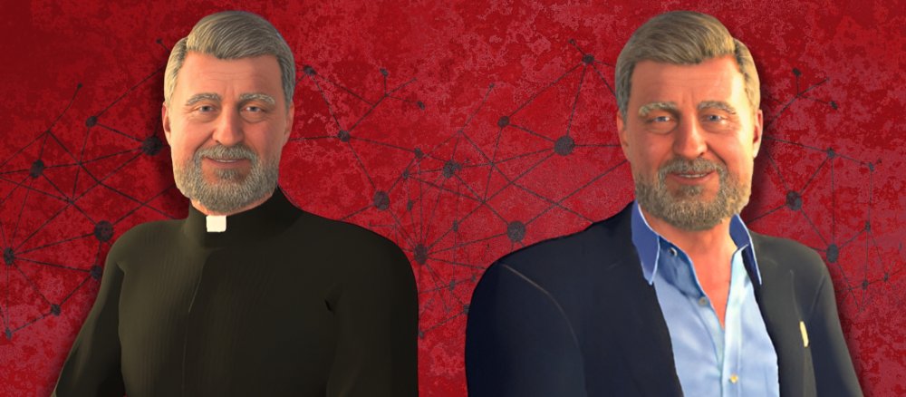 Avatars of the AI "Father Justin" and "Justin"