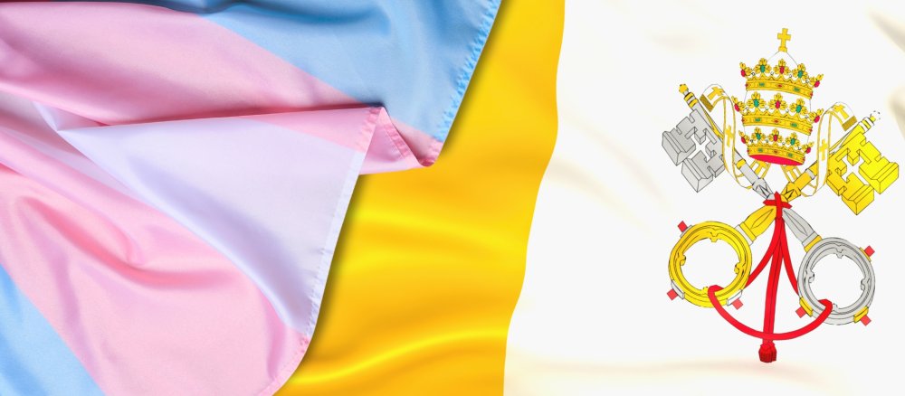 Transgender Flagge und Vatikanfahne