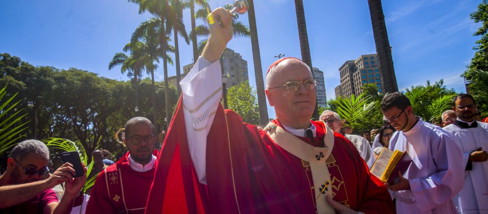 Dom Odilo Scherer, Erzbischof von Sao Paulo, während der Palmsonntagsprozession.