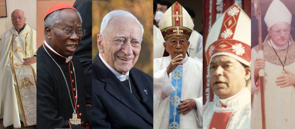 Porträts der letzten sechs Konzilsväter, v.l.n.r.: Sahagún, Arinze, Betazzi, Kong-hi, Mathias, Verstraete