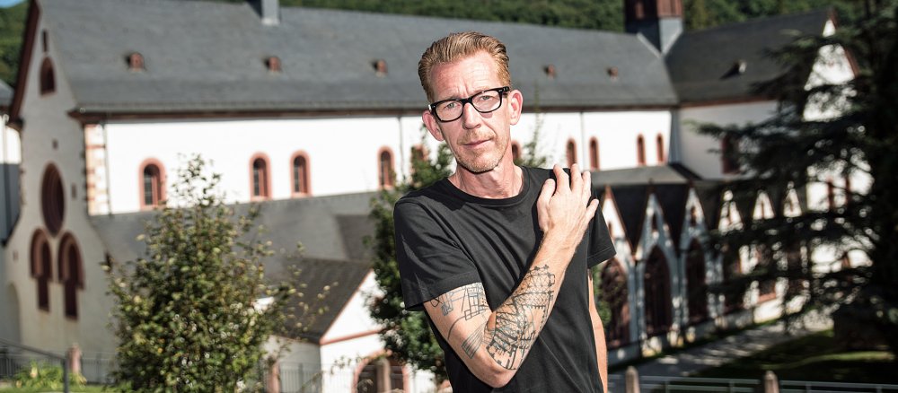 Architekt Joachim Träuptmann mit Kloster Eberbach-Tattoo