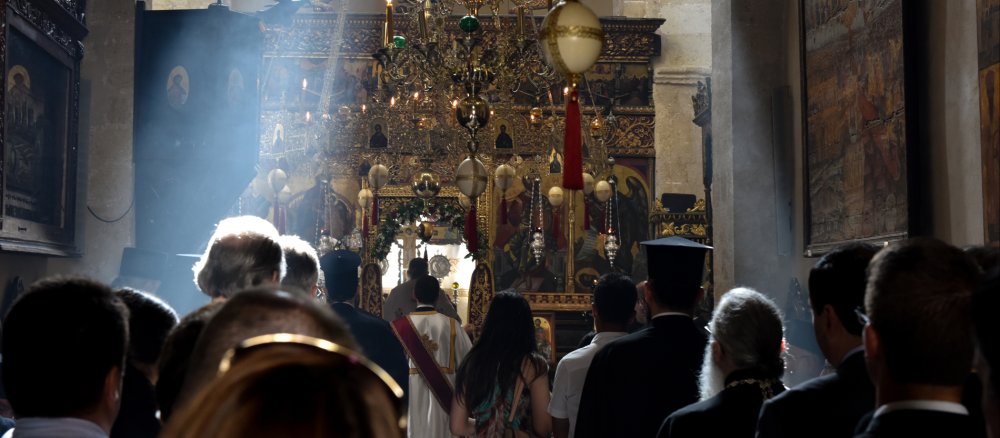 Gottesdienst in der orthodoxen Akademie in Chania während des Panorthodoxen Konzils auf Kreta 2016.