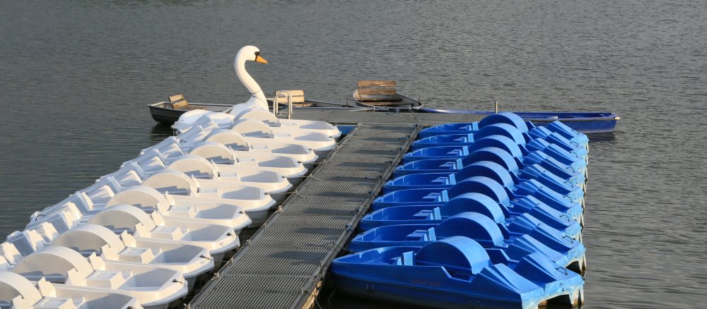 Tretboote im See