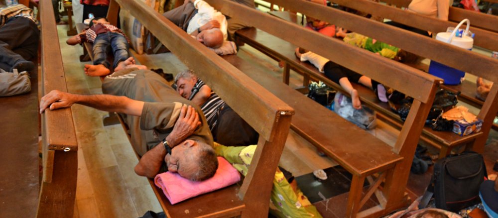 Flüchtlinge in der Heilig-Geist-Kirche von Telkef (Ninive-Ebene/Irak)