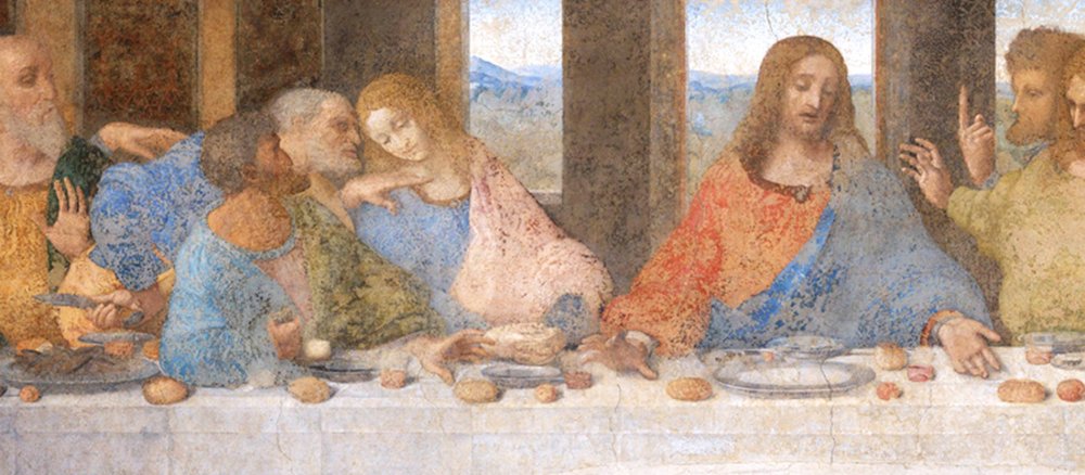 Bildmitte des letzten Abendmahls von Leonardo da Vinci.