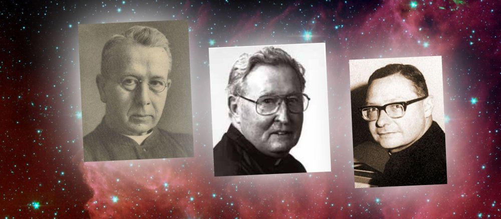 Porträts von drei Jesuiten, nach denen Asteroiden benannt wurden: Johan Stein, Martin F. McCarthy und Patrick Treanor (v.l.n.r.)