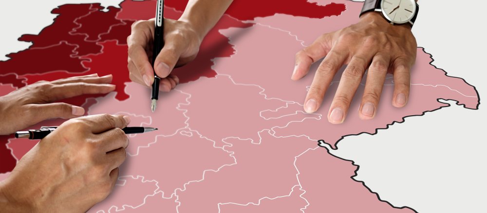 Karte mit den 27 Bistümern Deutschlands