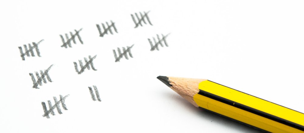 Bleistift mit Strichliste
