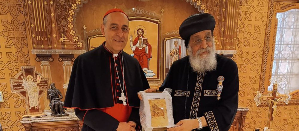 Prefect of the Faith Víctor Manuel Fernández and the Coptic Pope Tawadros II
