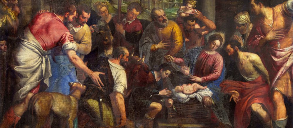 "Die Anbetung der Hirten" von Carlo Caliari in der Sankt-Afra-Kirche in Brescia, Italien.