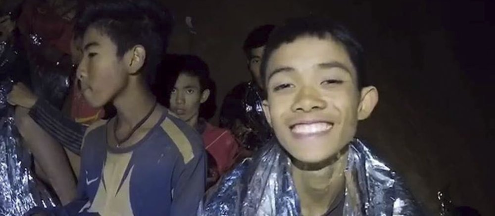 In einer Höhle gefangene thailändische Jungen am 4. Juli