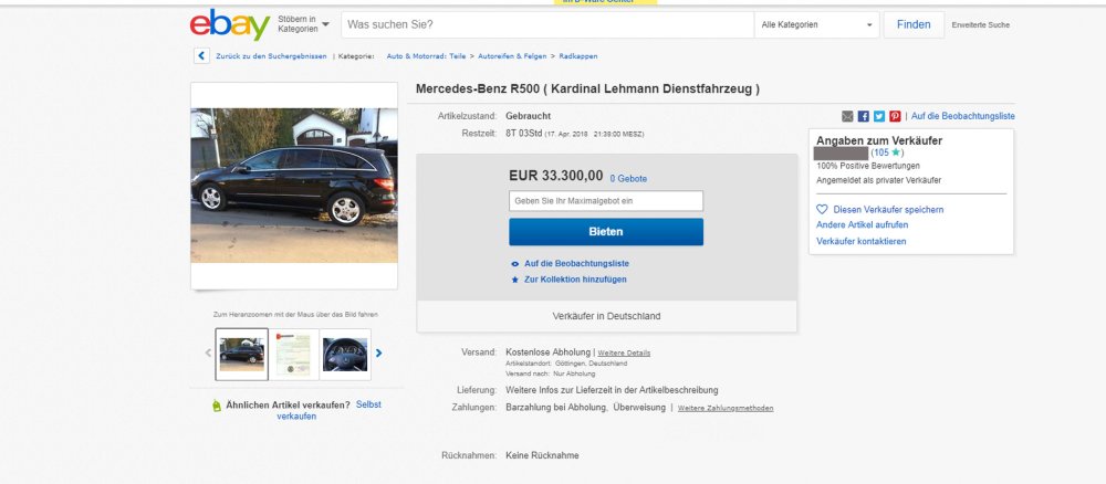 So sieht die Auktion von Kardinal Karl Lehmanns ehemaligem Dienstwagen aus.