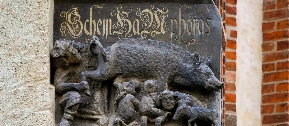 Skulptur einer sogenannten "Judensau"