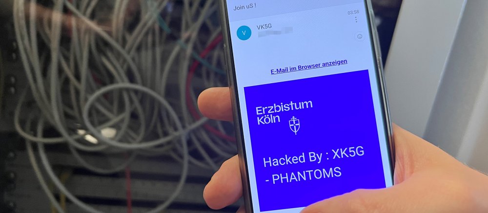 Die Mail, die von den Hackern über Mailverteiler des Erzbistums Köln verschickt wurde