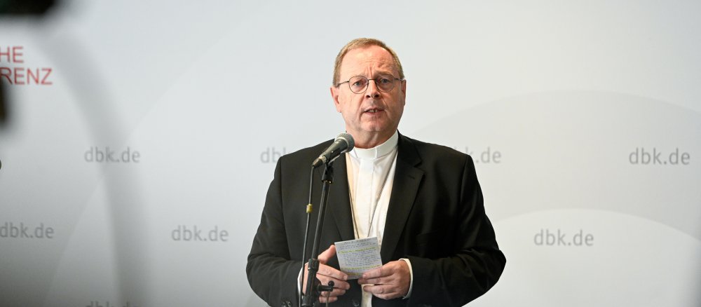 Bishop Georg Bätzing during a press statement