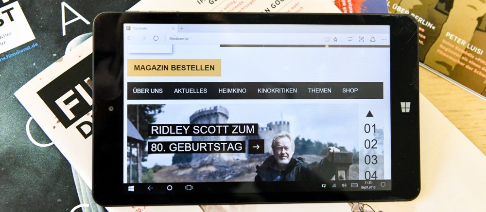 Die neue Webseite des Filmdienstes auf einem Tablet
