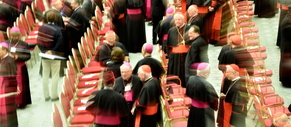 Weltbischofssynode zu Ehe und Familie mit Papst Franziskus am 17. Oktober 2015 im Vatikan. Bild: Blick in die Audienzhalle Paul VI. im Vatikan.