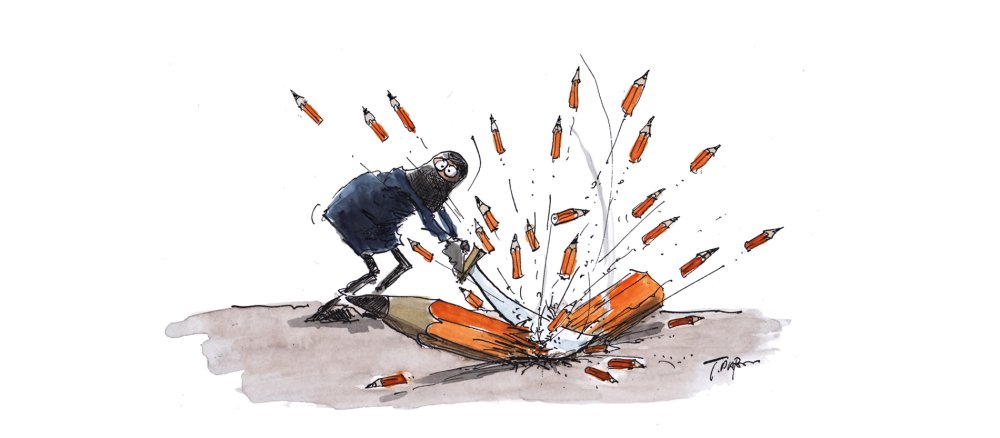 Eine Karikatur über Charlie Hebdo