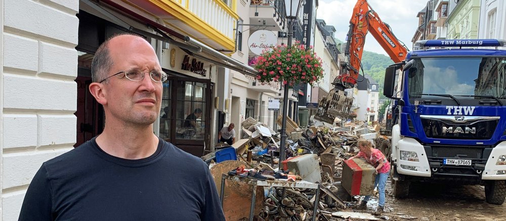 Der Präses der Evangelischen Kirche im Rheinland, Thorsten Latzel, nach der Flutkatastrophe in Bad Neuenahr