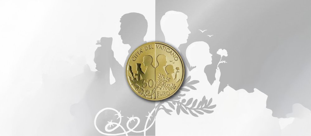 Vatikanische 50-Euro-Münze zum Thema Krieg und Frieden