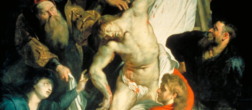 Ein Auschnitt aus dem Gemälde "Kreuzabnahme" des Malers Paul Rubens.