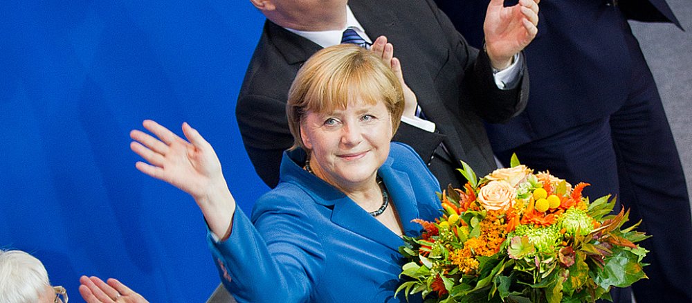 Bundeskanzlerin Angela Merkel (CDU) nach der gewonnenen Bundestagswahl am 22. September 2013.
