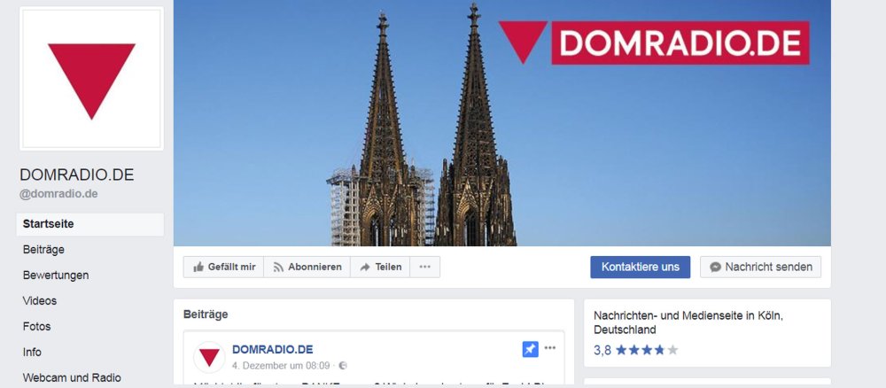 Das neue Domradio-Logo auf der Facebookseite des Senders