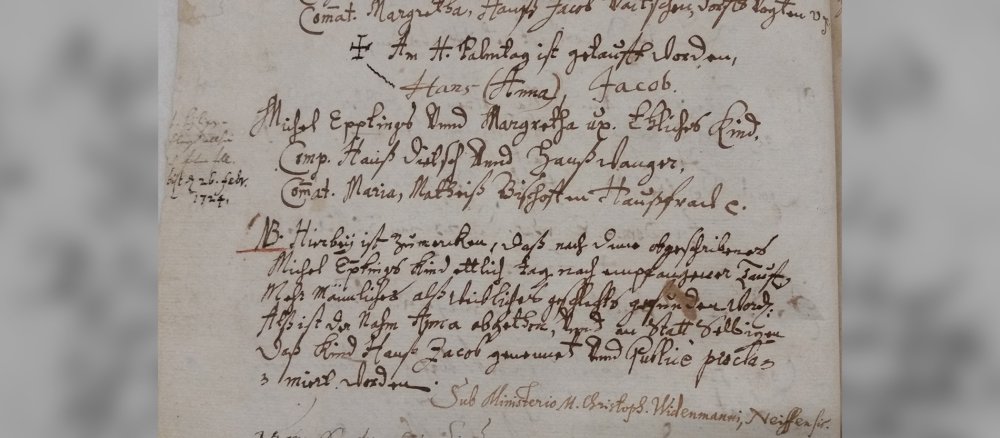 Eintrag aus dem Kirchenbuch von Peterzell, 1653
