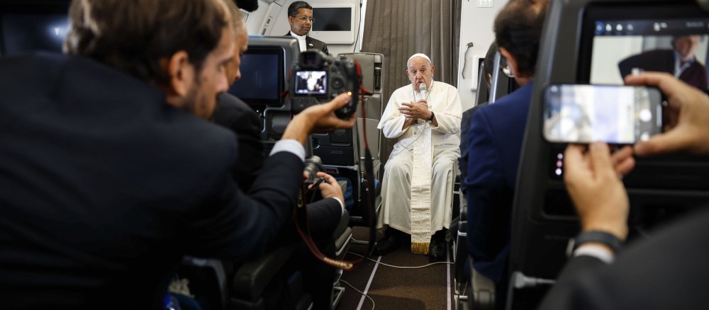 Fliegende Pressekonferenz mit Papst Franziskus