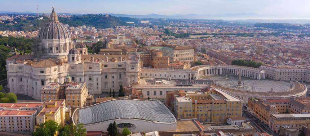 St Peter's Basilica with St Peter's Square and Audience Hall