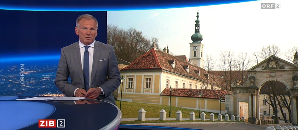 Screenshot aus der Nachrichtensendung ZIB 2 vom 17. Juni 2025 zur Visitation in Heiligenkreuz