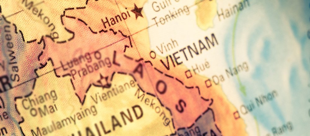 Das Land Vietnam auf der Landkarte.