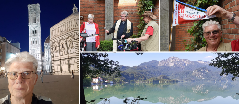 Collage der Fahrrad-Pilgertour von Rudi Abold