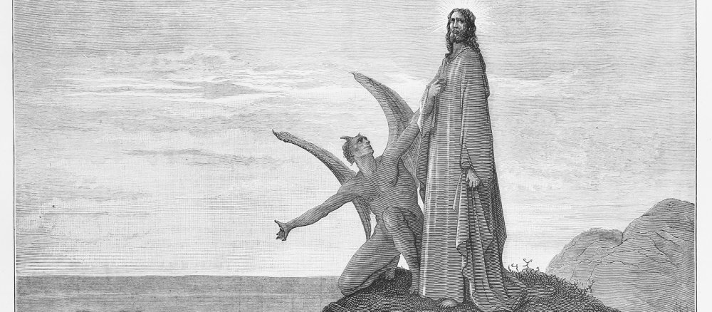 Teufel führt Jesus auf einen Berg
