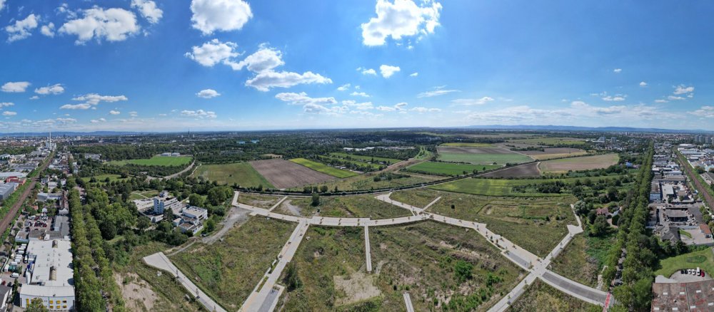 Luftbild des Areals der geplanten Heinrich-Pesch-Siedlung in Ludwigshafen