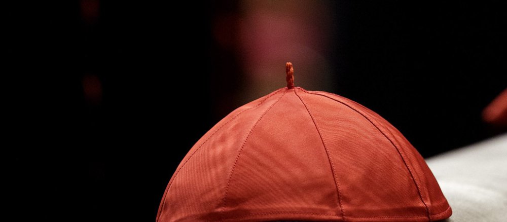 The red crown cap of the cardinals, the so-called pileolus.