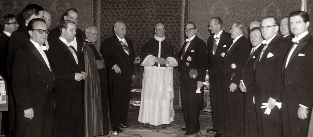 Papst Pius XII. empfängt Bundespräsident Theodor Heuss im Vatikan.