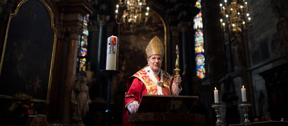 Kardinal Christoph Schönborn während dem Pfingsthochamt am Sonntag, 9. Juni 2019, im Wiener Stephansdom.