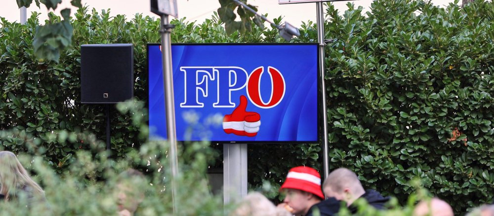 Ein Logo der FPÖ nach den Nationaratswahlen in Österreich